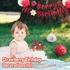 Fingertip WD 27 Pcs Berry First Birthday Decor, Sweet One Birthday Party Decorations Strawberry First Birthday Decorations Strawberry Hanging Banner Swirl Cake Topper for Baby Girls Party Supplies