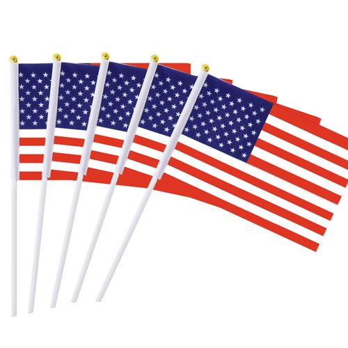25 Pack Hand Held Small Mini Flag USA US Flag American Flag Stick Flag Round Top National Country Flags,Party Decorations Supplies For Parades,World Cup,Festival Events ,International Festival.