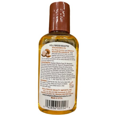 Hollywood Beauty Macadamia Oil, 2 oz (Pack of 3)