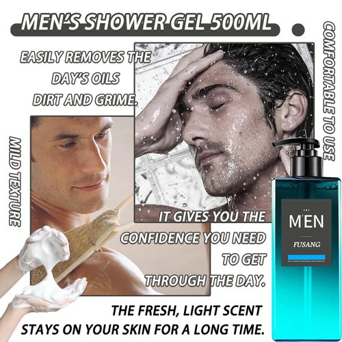 Fusang Men's Body Wash 500ml,Moisturizing Mens Body Wash,Hydrating Shower Gel Body Wash for Men