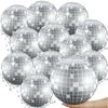 Chitidr 12 Pcs Inflatable Beach Ball Disco Theme Party Decoration Inflatable Disco Ball Summer Pool Toys Indoor Outdoor Beach Sports Theme Decor Gift (Silver,11.81 Inch)