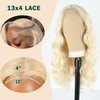 LEOSA 613 HD Lace Frontal Wig Blonde Body Wave 13x4 Lace Front Wigs for Black Women Long Yellow Blonde Pre Plucked Glueless Wigs Synthetic Golden Womens Lace Long Haired Wig