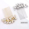 Foyte Crystal Bride Wedding Hair Comb Leaf Bridal Headpieces Rhinestone Hair Pieces Bridesmaid Side Combs Hair Accessories for Women and Girls (gold leaf)
