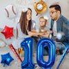 Baseball Balloons 10th Birthday Decorations for Boys, Baseball Party Decoration Baseball Sports Theme Party Supplies, 40 inch Foil Number Balloons 10 Balloon Number Blue Red White Sports Balloon Kits