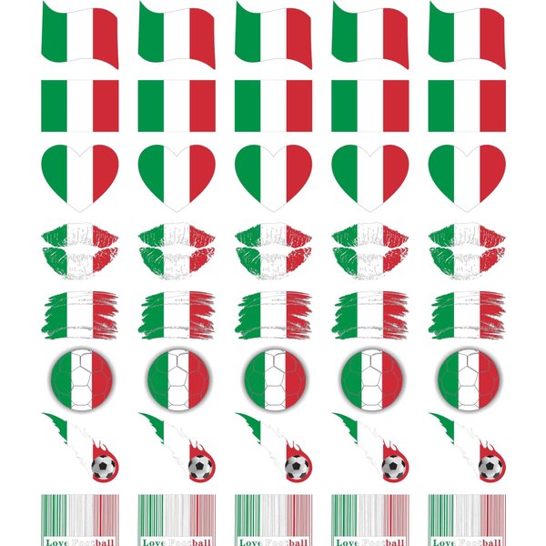 Womaha Meme Series 40 Sheets Italy Flag Temporary Tattoos for Kids Football Temporary Face Tattoos