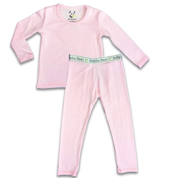 Bellabu Bear Two-Piece Pajama Set for Boys & Girls, Matching Family Pajamas, Rayon from Bamboo 4T (Blush Pink, 4T)