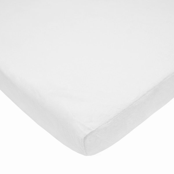 TL Care Heavenly Soft Chenille Fitted Mini Crib Sheet 24" x 38", Warm and Cozy Chenille Portable Sheet, White, for Boys and Girls, Fits Most Pack N Play Mattresses