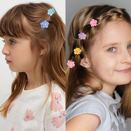 ATODEN Small Hair Clips for Girls 10Pcs Mini Hair Clips Flower Hair Clip 0.7'' Tiny Daisy Hair Clips Claw Clips for Thin Hair Baby Hair Clips Cute Hair Clips Mini Hair Claw Clips Toddler Hair Clips