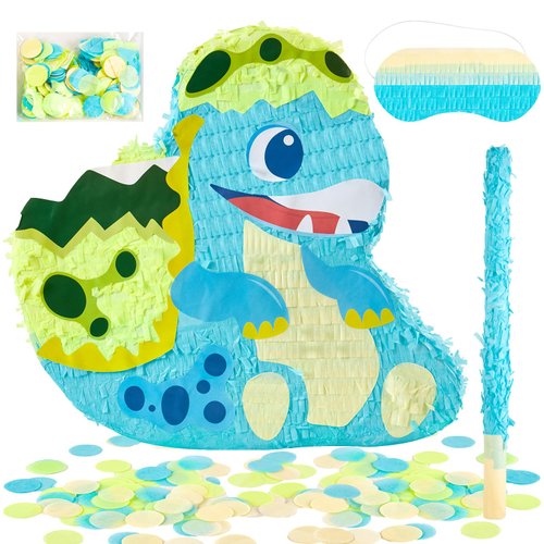 Homarkable Dinosaur Pinata with Stick and Blindfold, Dinosaur Birthday Party Decorations, Boys Party Supplies, Jungle Dino Party Baby Shower Decor