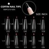 500Pcs Coffin Nail Tips Ballerina Full Cover Clear Nails for Acrylic False Nail Tips, 10 Sizes