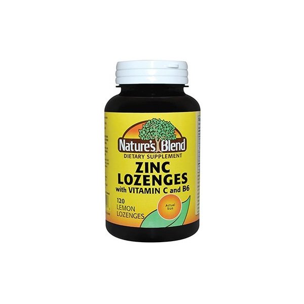 Nature's Blend Zinc Lozenges + Vitamin C & B6,120 Lemon Lozenges (Pack of 2)