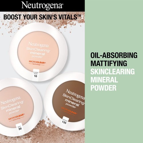 Neutrogena SkinClearing Mineral Acne-Concealing Pressed Powder Compact, Shine-Free & Oil-Absorbing Makeup with Salicylic Acid to Cover, Treat & Prevent Acne Breakouts, Honey 85,.38 oz