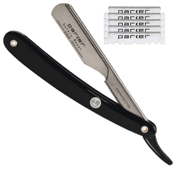 Parker PTB Professional Straight Edge Barber Razor with 5 Parker Platinum Blades