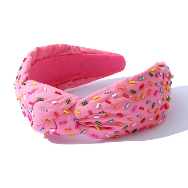 FEDANS Sprinkle Headband Birthday Headband for Women Holiday Knotted Head band Cake Candy Embellished Top Sprinkles Knotted Hairband ladies Twist Colorful Holiday Hair accessories for Girls