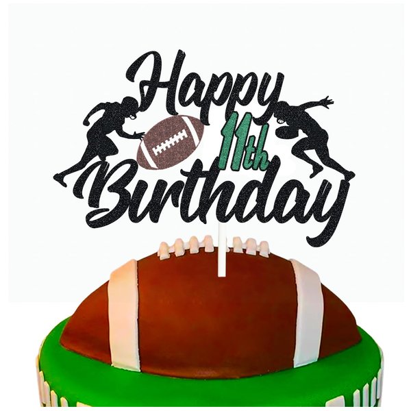 Happy 11th Birthday Football Cake Topper 11st Birthday Party Decorations Eleven Years Old Rugby Player Scene Cake Decoration For Kids Sport Theme Eleventh Birthday Party Supplies for Boys (11)