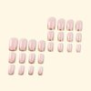 24 Pcs Golden French Tip Fake Nails Short Square Press on Nails with Pink Glossy Design Chrome Acrylic False Nails Reusable Glue on Nails Full Cover Stick on Nails for Women Girls Nail Accessories