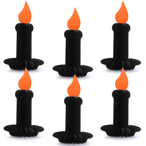 Cinnvoice 6 Pcs Honeycomb Paper Decorations - Magnetic Halloween Centerpieces & Reusable Table Decorations for Indoor/Outdoor Parties