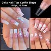 LoveOurHome 600pc Soft Gel Medium Coffin Fake Nail Tips Full Cover Gel X Nail Tips Coffin Clear Medium Fake Nail False Nails Gel Nail Tips for Acrylic Nails Extension Press on Nails