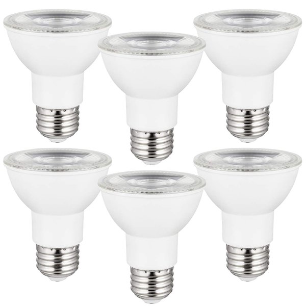 SUNLITE 41027-SU LED PAR20 Reflector Light Bulb, 7 Watts (50W Equivalent), 520 Lumens, Dimmable, Energy Star Certified, Spotlight, 6 Pack, 40K - Cool White