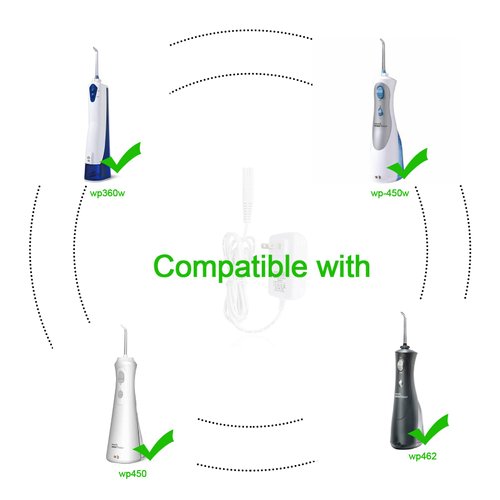 Charger Replacement for Waterpik WP450 WP462 WP360 YLA-03010 AC Adapter, Water Flosser Replacement Parts Power Cord 5 ft, White