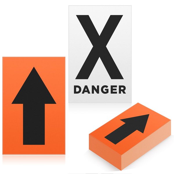 Yousoontic 100 Pcs High Visibility Arrow and Danger x Signs Outdoor Bulk Black Orange Racing Course Trail Markers Double Sided UV Printed Easy to Mount Sign for Camping Hiking Hunting Driving, 8" x 5"