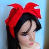 JINBUYAO Red Bow Headband For Women Black Knot Hair Bands Big Bowknot Hair Hoop Knotted Wide Turban Headbands Hair Band Bows Hair Accessories (Black&Red)