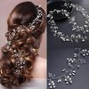 BOYIVI Bride Wedding Hair Vine Extra Long Pearl and Crystal Beads Wedding Head Piece Hair Jewelry Hair Accessories for Bride Women Girls Bridesmaids