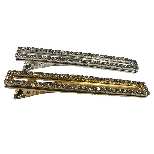 Gold and Silver Crystal Metal Alligator Clips Duckbill Clips Hair Clips Rhinestone Stylish Hair Barrettes with Teeth Hair Pins Bobby Pin Hair Slide for Women Girl Hair Jewelry Accessories (S)