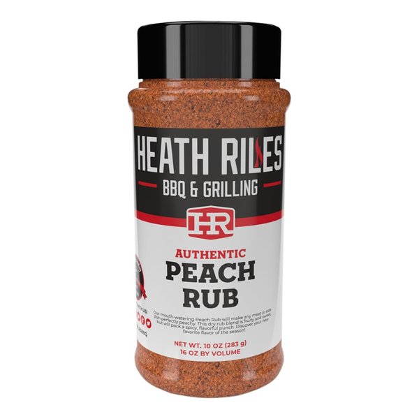 Heath Riles BBQ Peach Rub Seasoning, Champion Pitmaster Recipe, Shaker Spice Mix, 10 oz.