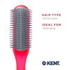Kent AHGLO01 Airhedz Glo Red Half Round Narrow Detangling Hair Brush - 9 Row Ionic Anti Static Non Scratch Long Nylon Bristle Great for Detangling and Smoothing Medium to Long Length Hair