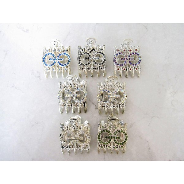 Generic Silver metal circles and flowers crystal alligator hair claw clip clamp (Primary color: AB crysyal)