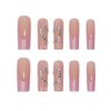 RikView French Tip Press on Nails Long Fake Nails Square Acrylic Nails Pink Nails for Women 24 PCs/Set(Long Square Pink)