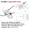 Ceiling Fan Switch ZE-208s E89885 3 Speed 4 Wire Fan Light Switch Replacement Part Speed Control Pull Chain Switch