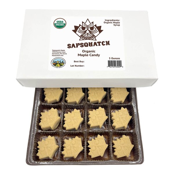 Sapsquatch Organic Maple Candy - 5 Ounces - Pure Maple Syrup Sugar Leaf Candy