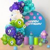 Monster Balloons Arch Garland Kit Decorations, 110pcs Monster Cartoon Theme Balloons Party Decorations, Dark Purple Green White Teal Blue Balloons Arch for Birthday Baby Shower Party Decor