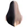 PATTNIUM Black and Blonde Wig Long Straight Wig Black Blonde Wig for Women Split Wig Two Tone Wig Half Black Half Blonde Wig Middle Part Wig Heat Resistant Synthetic Wig Halloween Cosplay Costume Wig (Black and Blonde)