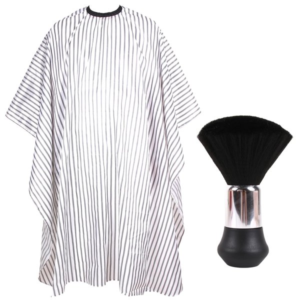 EHJYO Barber Cape Professional Hair Cutting Cape with Neck Duster Brush, Waterproof Salon Cape, Hair Cutting Accessories-Stripe