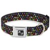 Buckle-Down Seatbelt Buckle Dog Collar - Suits $$$ Black/Multi Color - 1" Wide - Fits 9-15" Neck - Small