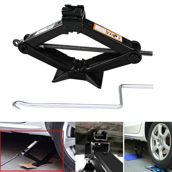 Scissor Jack with Crank Handle Car Tire Repair Kit Emergency for Toyota Camry Corolla Prius Vios - 2 Ton/ 4.2-15 Inch
