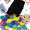 55 Pcs Left Right Center Dice Game Set，Include 6 1-inch Wooden Dices and 48 Pcs Chips, with Drawstring Bag, Easy to Store and Carry Around, Convenient for Travel
