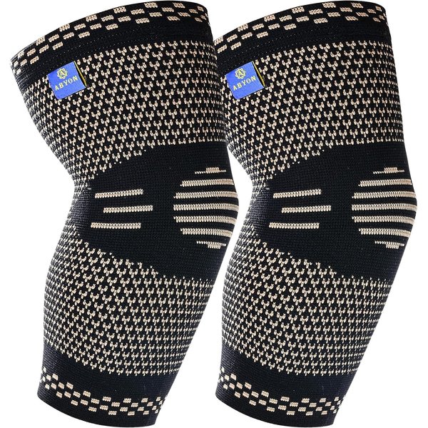 ABYON Medical Grade Elbow Compression Sleeve (2pack) Elbow Brace for Tendonitis and Tennis Elbow,Arthritis,Golf Elbow,Breathable and Supportive Elbow Brace Relief Elbow Pain for Men and Women