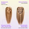 Lovenea Human Hair Topper 18 * 20 cm Swiss Lace Base Hairpiece 8 Inch Clip in Human Hair Toppers Straight Human Hair Pieces for Women with Hair Loss Thinning Piano 4/27 Color (8 Inch, P4/27#)