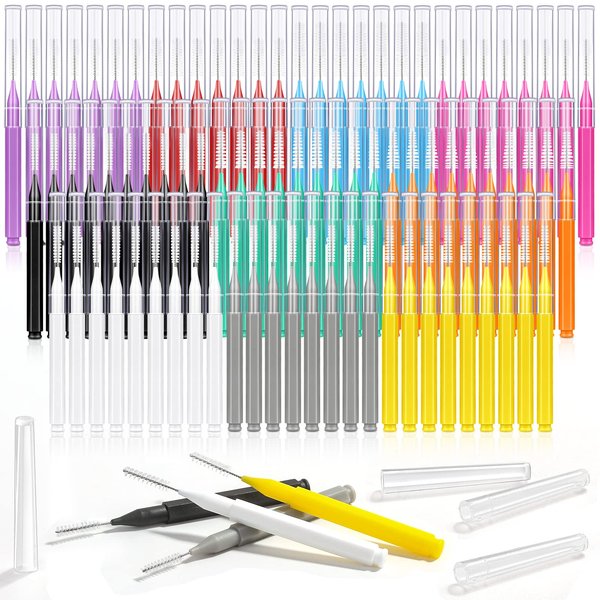 modacraft 120Pcs Interdental Brush 6 Sizes Braces Brush Toothpicks with Soft Bristles 360° Bendable Floss Heads Dental Brushes Between Teeth Gum Braces Cleaning Kit Oral Tooth Cleaning Tool