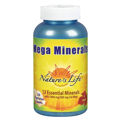 Nature's Life Mega Minerals Complex | Complete Multi Mineral + Vitamin D Supplement | 250 Vegetarian Capsules