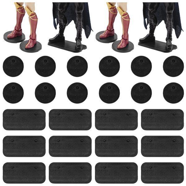 TITAWU 24Pcs Action Figure Display Stand, Toy Support Holder Display Stand Base with Peg, Compatible with 6 inch Mavel Legends Series/Gi Jeo Classified Series/D C/Mo tu Figures, Black Mix