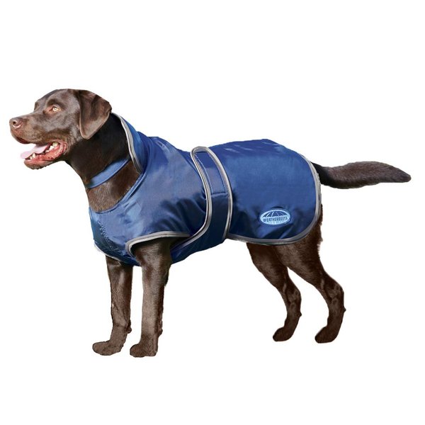 WeatherBeeta ComFiTec Windbreaker 420D Deluxe Dog Coat, Navy/Grey, 28"