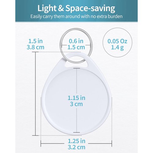 Uniclife 1.5 Inch Tough Plastic Key Tags Sturdy Round White Item Identifiers with Blank Paper Label Stickers and Split Rings, 50 Pack