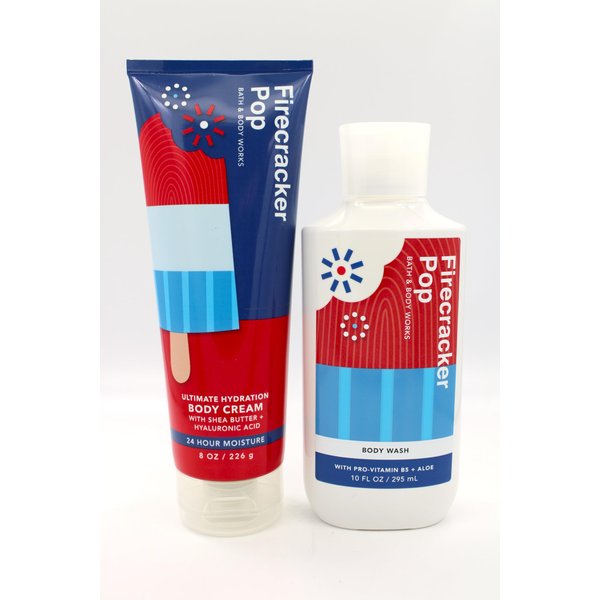 Fire Cracker Pop, Bath and Body, Shower Gel Body Wash and Body Cream Bundle Set