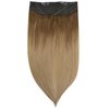 Fshine Invisible Wire Hair Extensions Human Hair Ombre Fish Wire Extensions #10/14 Brown to Blonde Balayage Invisible Hair Extensions with Transparent Line 70g Headband Human Hair for Women 12 Inch