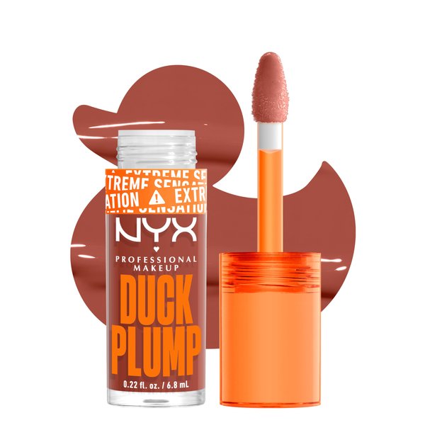 NYX PROFESSIONAL MAKEUP Duck Plump High Pigment Plumping Lip Gloss with Spicy Ginger, Vegan Lip Makeup - Brown Of Applause (Warm Brown)